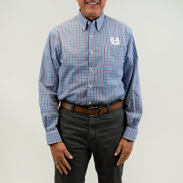 long sleeve button down dress shirt utah state gingham